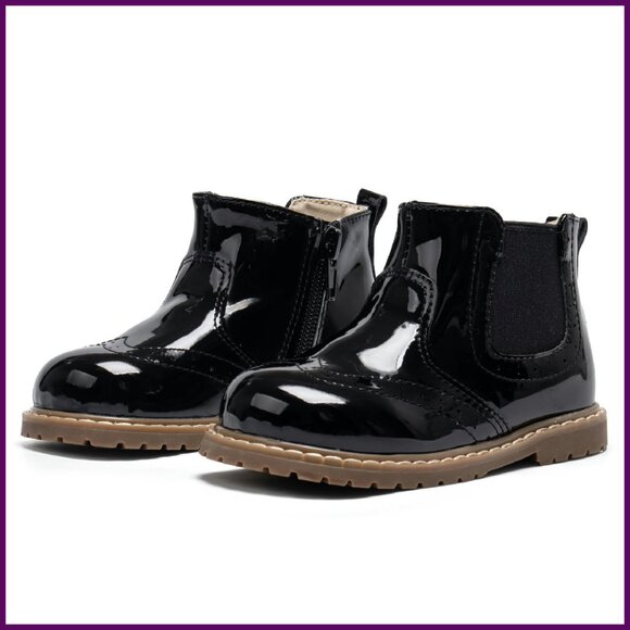 Vintage Leather Embroidered Toddler Girls Boots Mid Calf Water Resistant - Picture 1 of 8